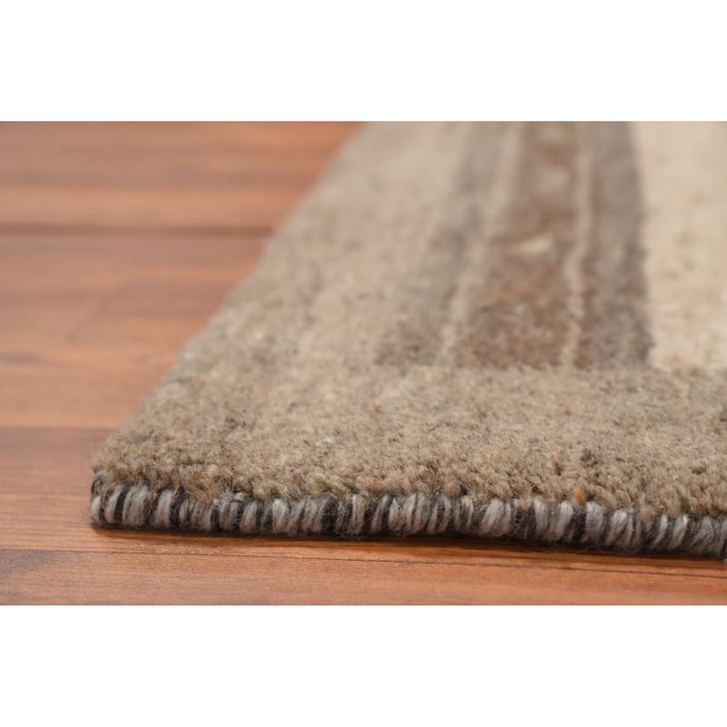 Hand Knotted Oriental 100% Wool Carpet Modern Modern Beige & Ivories Gabbeh Area Rug - 4' 5'' X 2' 3''