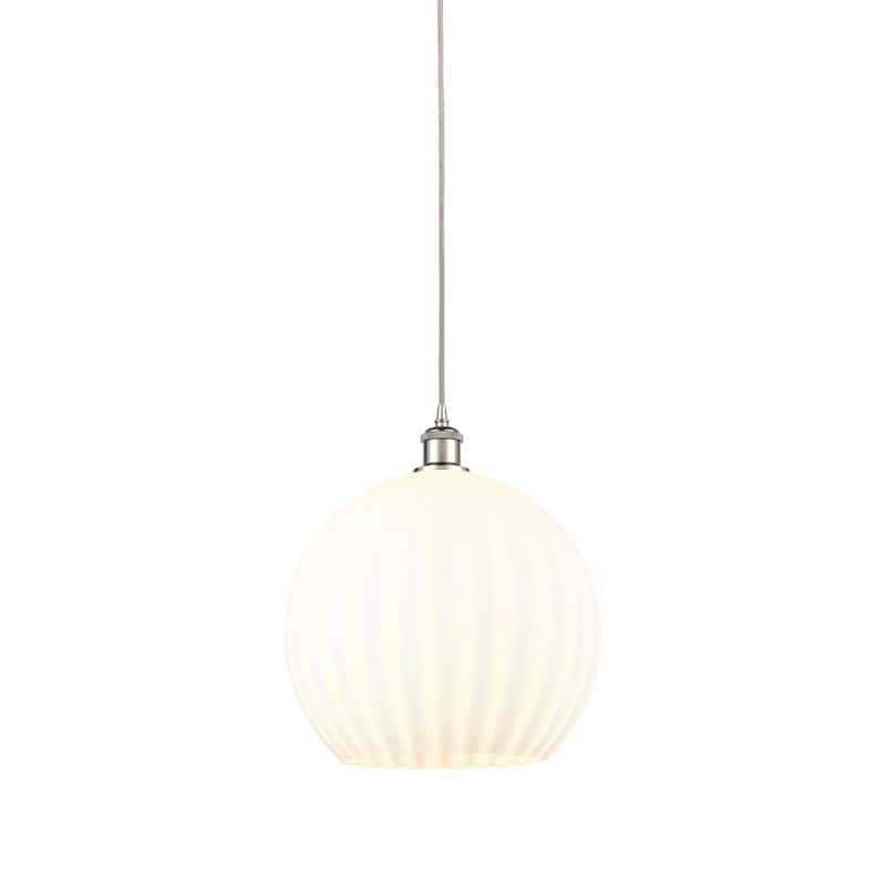 Innovations Lighting 516-1P-17-14 White Venetian Pendant White - Polished Nickel