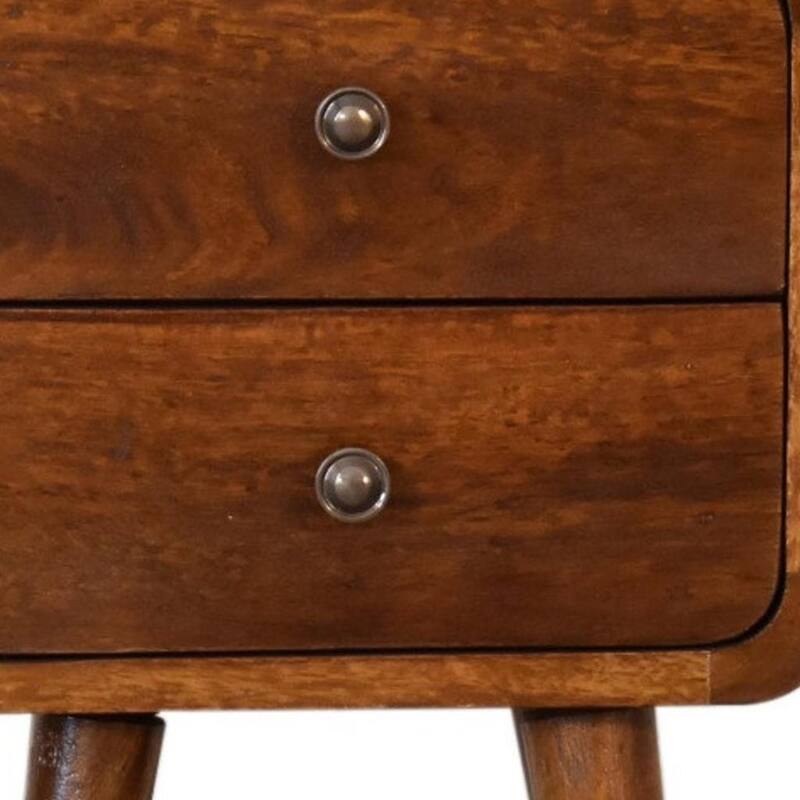 HomeRoots 22" Brown Solid Wood Two Drawer Nightstand