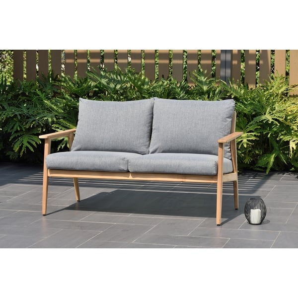 Amazonia 6Piece Teak Wood Patio Seating Set with Grey Cushions On