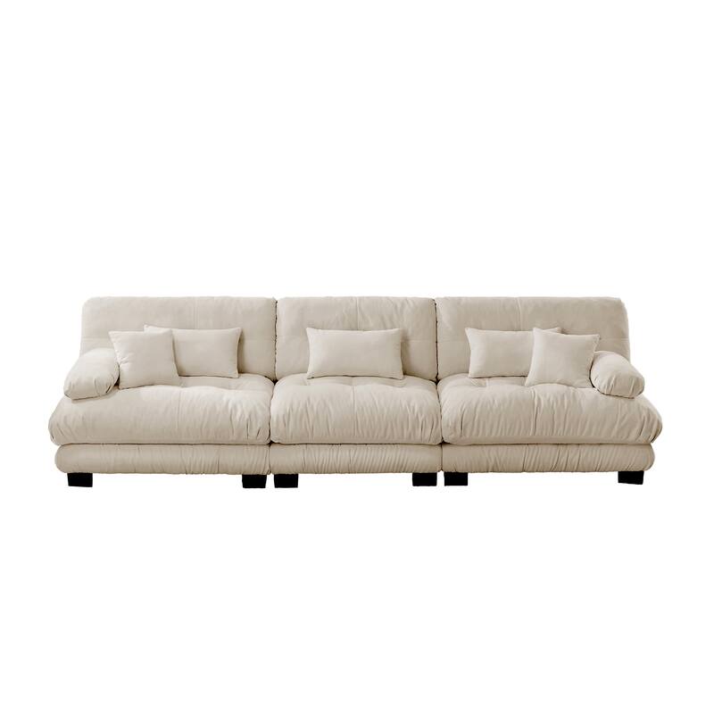 Roomfitters 3-Seater Modular Chenille Sofa, Deep Seat Cloud Couch with Round Bolster Armrests