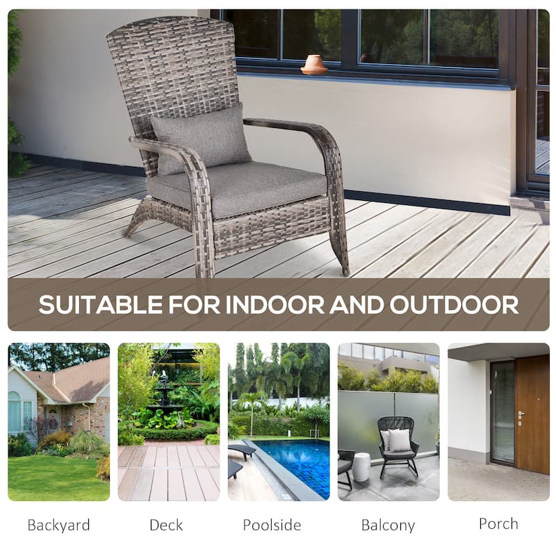 Outsunny Outdoor Classic Rattan Adirondack Chair with Cushion