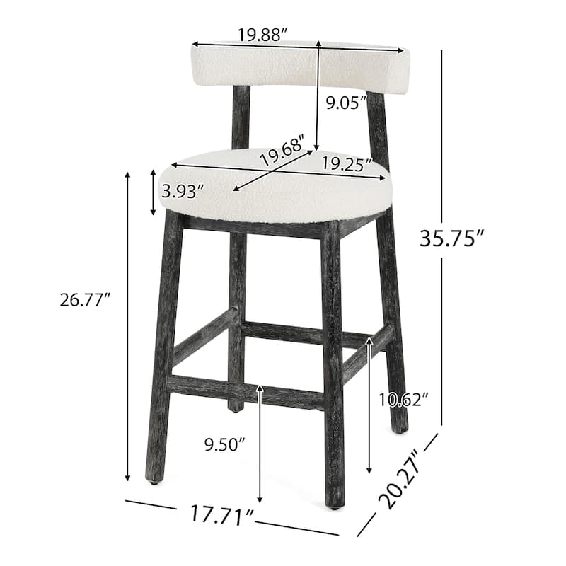 Christopher Knight Home - Riven Natural Rubberwood 26.77" Counter Stool Set with Beige Upholstery