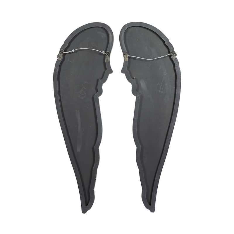 Wooden Bird Carved Wings Home Wall Decor - Set of 2 White - Roche River Decor