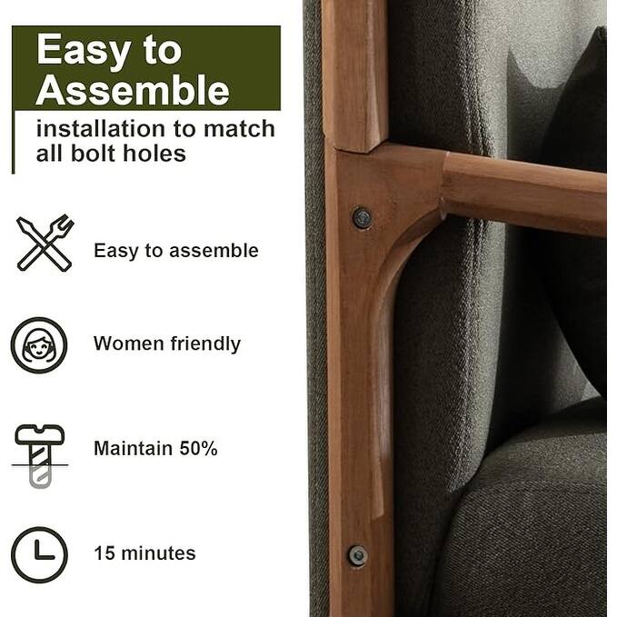 Prelife Modern Upholstered Living Room Armchairs with Wood Frame for Bedroom