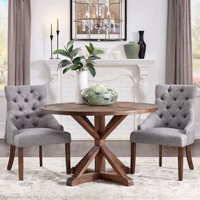 Kimpton Linen Curved Back Tufted Dining Chair (Set of 2) by iNSPIRE Q Artisan