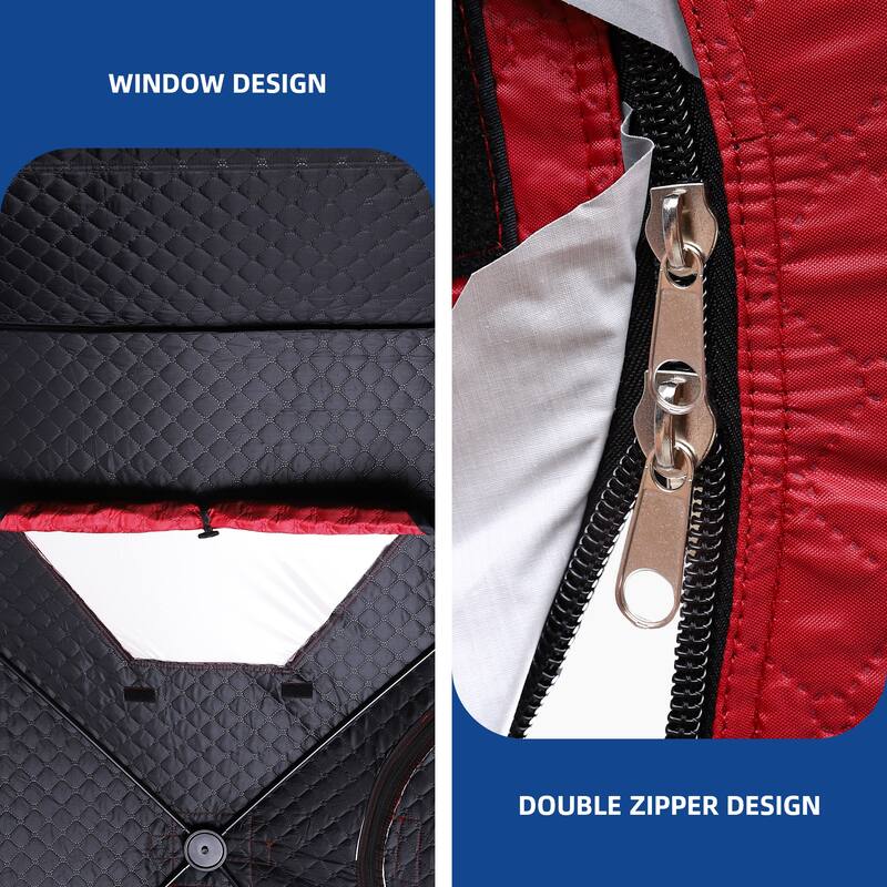 3-Layer Insulated Pop-up Canopy Portable Ice Shelter Ice Fishing Tent with 2 Doors and Carrying Bag