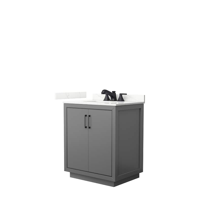 Icon 30-inch Single Vanity, Quartz Top - Dark Gray, Black Trim, Giotto Quartz Top