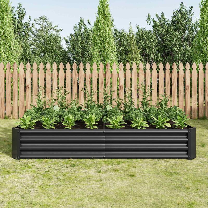 Metal Raised Garden Bed Planter Box for Outdoor Gardening - Black - 6x3x1ft