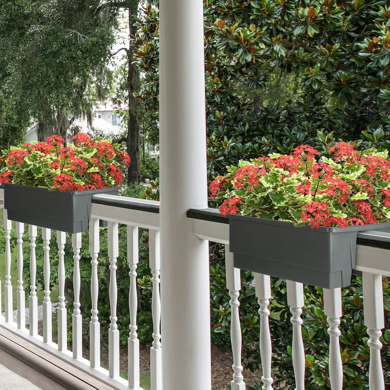Pure Garden 20.75in Railing Planter - 6-Gal Outdoor Flower Box