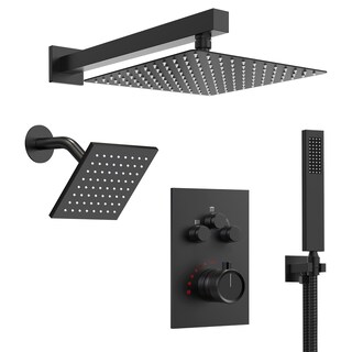 Thermostatic Shower Faucet 12" and 6" High-Pressure Dual Showerheads with Handheld Shower