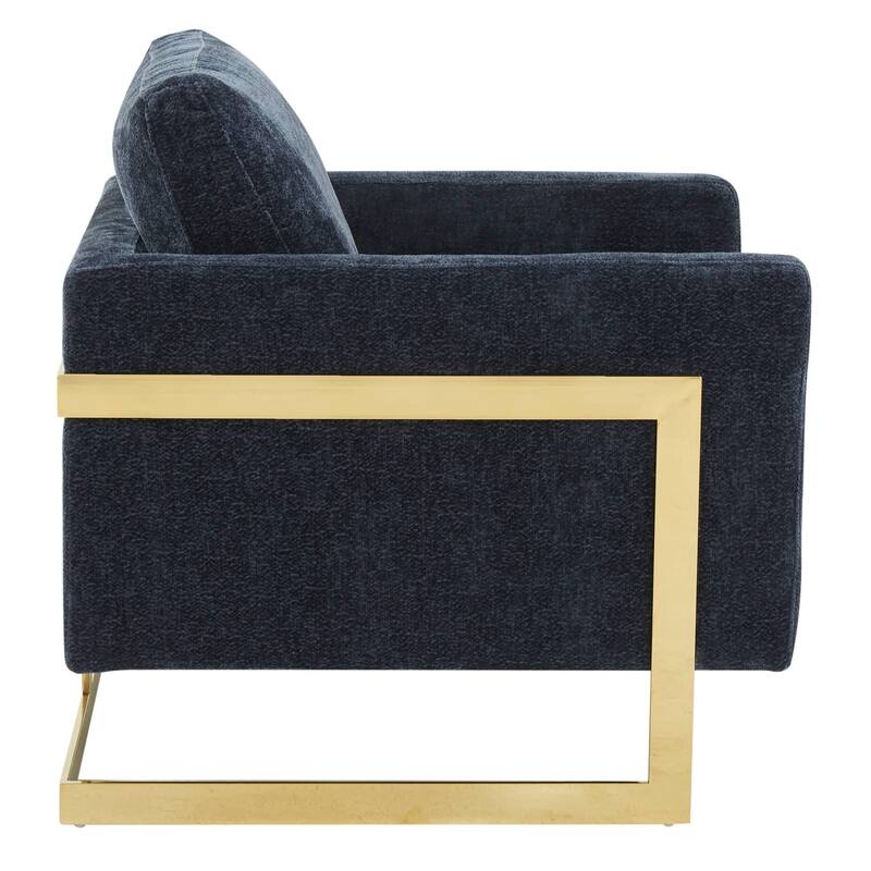 Lincoln Modern Boucle Arm Chair with Gold Stainless Steel Frame Upholstered Single Seater Sofa - 34.25" H x 31.5" W x 33.85" D