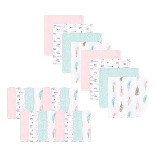 slide 1 of 1, Luvable Friends Baby Girl Super Soft Bundle Washcloths, Girl Feathers, One Size - Girl Feathers - One Size