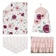 preview thumbnail 2 of 4, Burgundy Pink Watercolor Floral Girl 4pc Nursery Crib Bedding Set - Blush Maroon Wine Rose Green Shabby Chic Flower Farmhouse