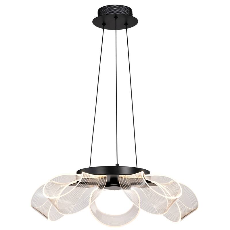 Barnett 21 Inch LED 5 Light Chandelier Matte Black Silk Screened Acrylic Lens