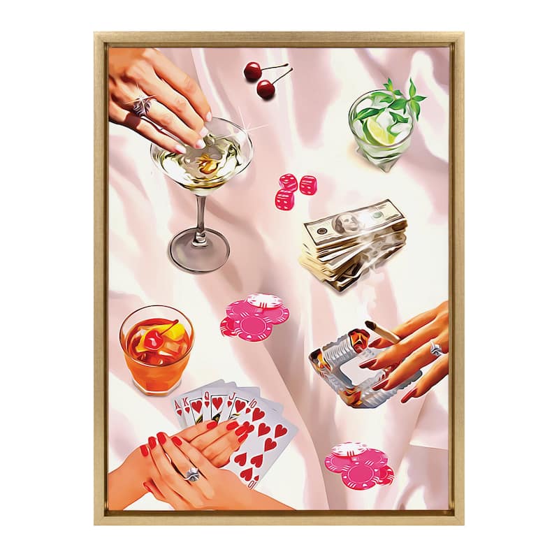 Kate and Laurel Sylvie Game Night Poker Framed Canvas by Honey Island Studio
