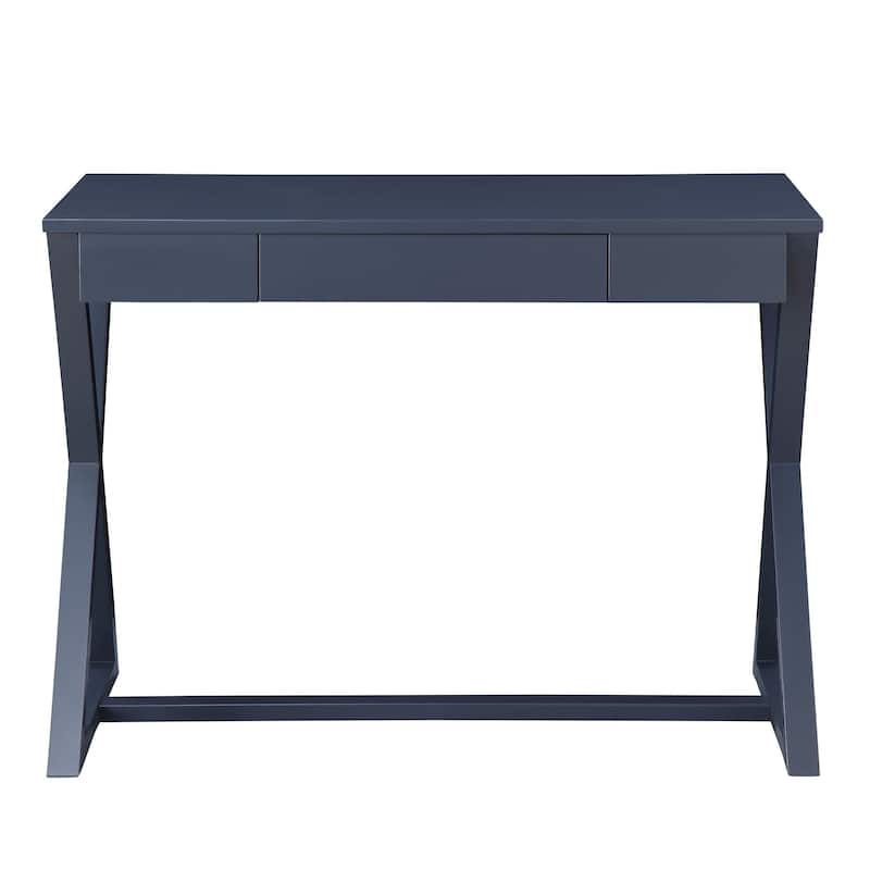 Writing Desk with X Base and 1 Center Drawer, Black - Bed Bath & Beyond ...