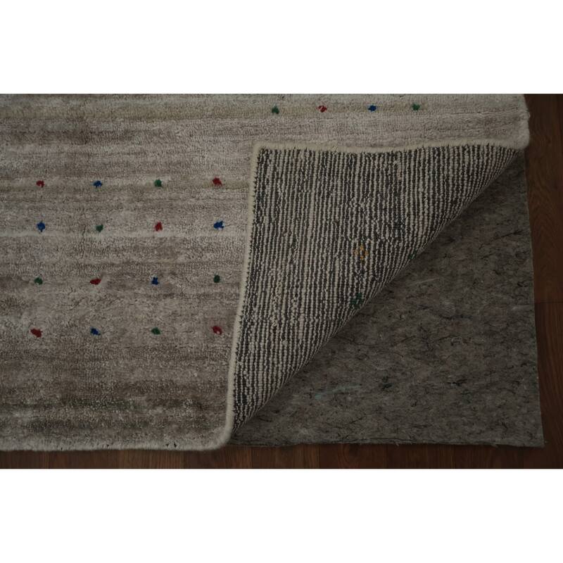 Hand Knotted Oriental 100% Wool Carpet Tribal Animal Pictorial Beige & Ivories Gabbeh Area Rug - 12' 4'' X 9' 4''