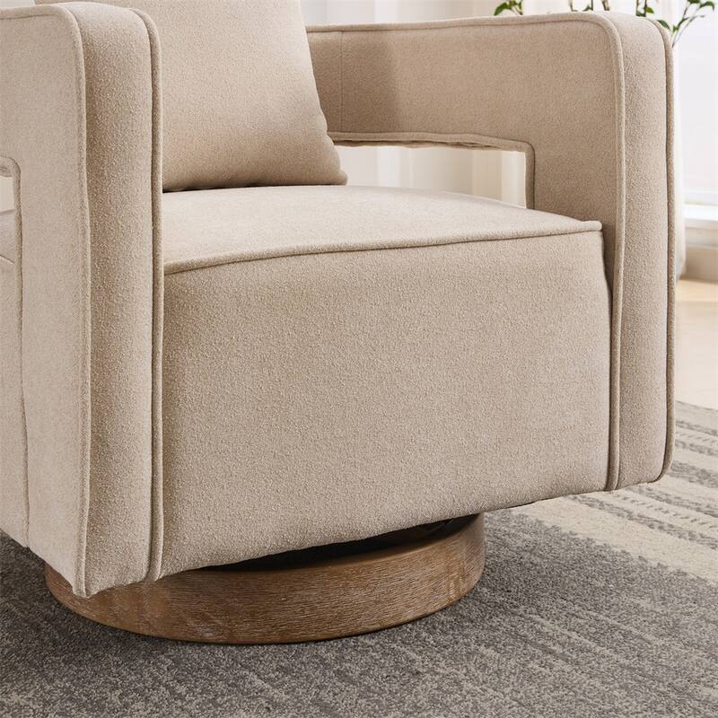 29.1" Swivel Accent Chair with Weathered Wood Base
