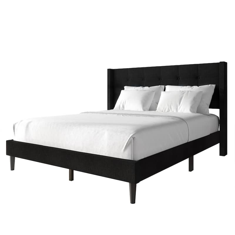 CraftPorch Elegance Wingback Upholstered Linen Bed