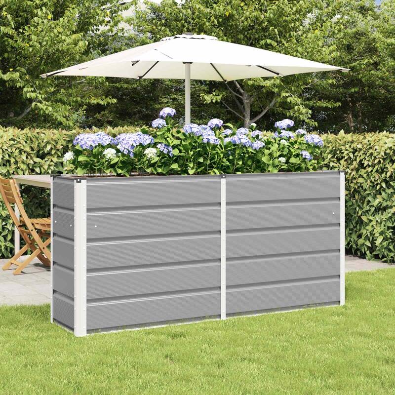 vidaXL Planter in Steel - 39.37 x 15.75 x 17.72" - Grey - 62.99 x 15.75 x 29.53 in