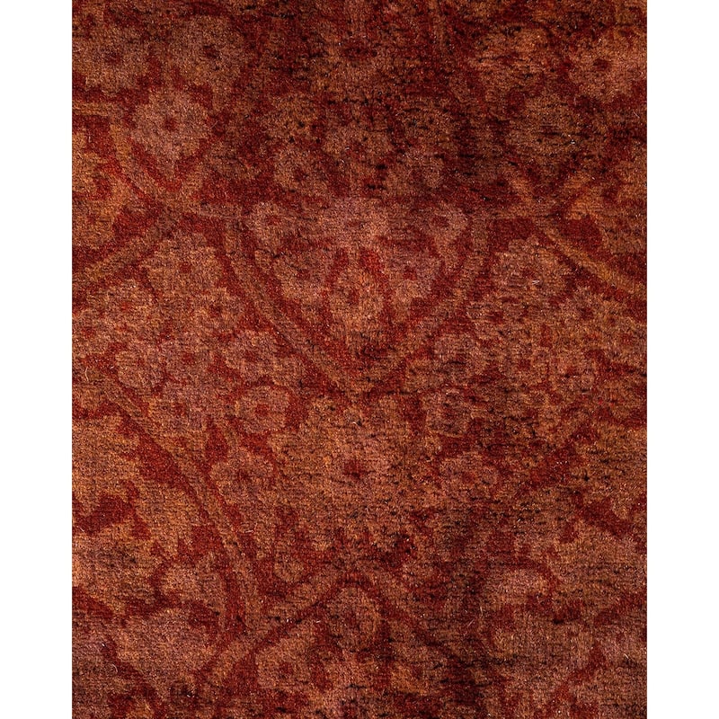 Overton Hand Knotted Wool Vintage Inspired Modern Contemporary Overdyed Brown Area Rug - 4' 9" x 7' 5"