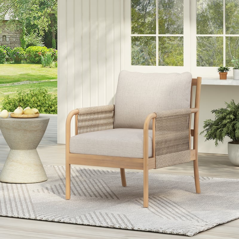 Scott Living Casper Outdoor Club Chair Acacia Wood and Woven Rope