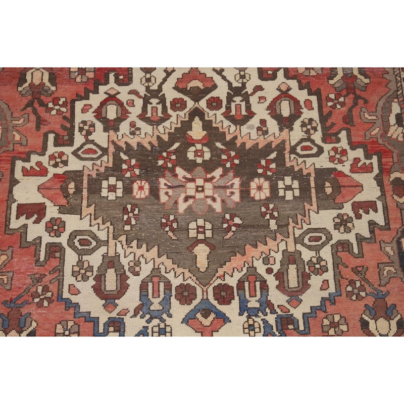 Bakhtiari Persian Vintage Area Rug Handmade Medallion Wool Carpet - 6'8"x 9'11"