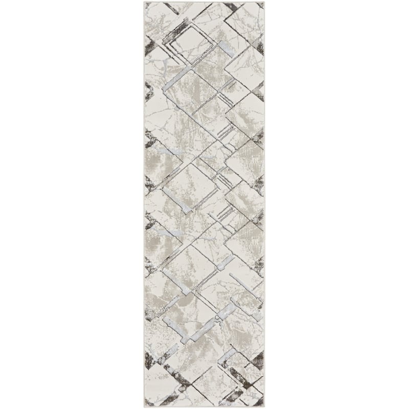 Power Loomed Geometric Abstract Modern Non Skid Stain Resistant Area Rug - 90' X '27' X '0.39