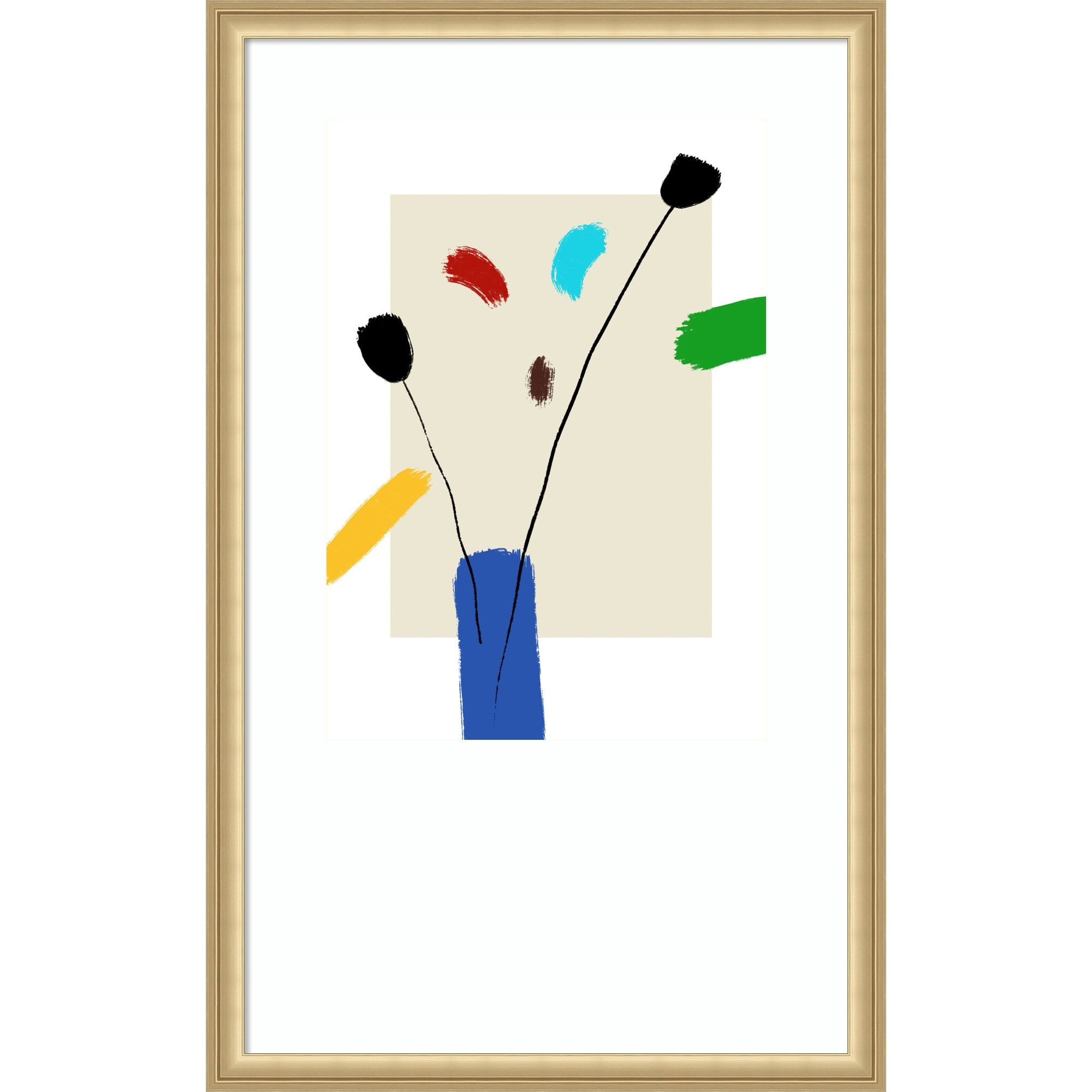 Happy Flowers by Cesare Bellassai Art Wood Framed Wall Art Print
