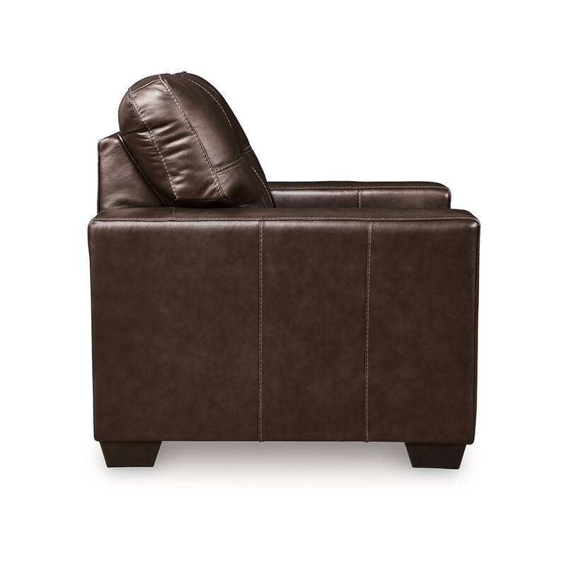 Orion Armchair, Modern Dark Brown Tufted Real and Faux Leather Cushion