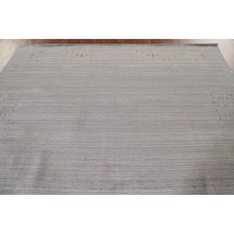 Tribal Beige Gabbeh Oriental Area Rug Handmade Wool Carpet - 8'1"x 9'9"