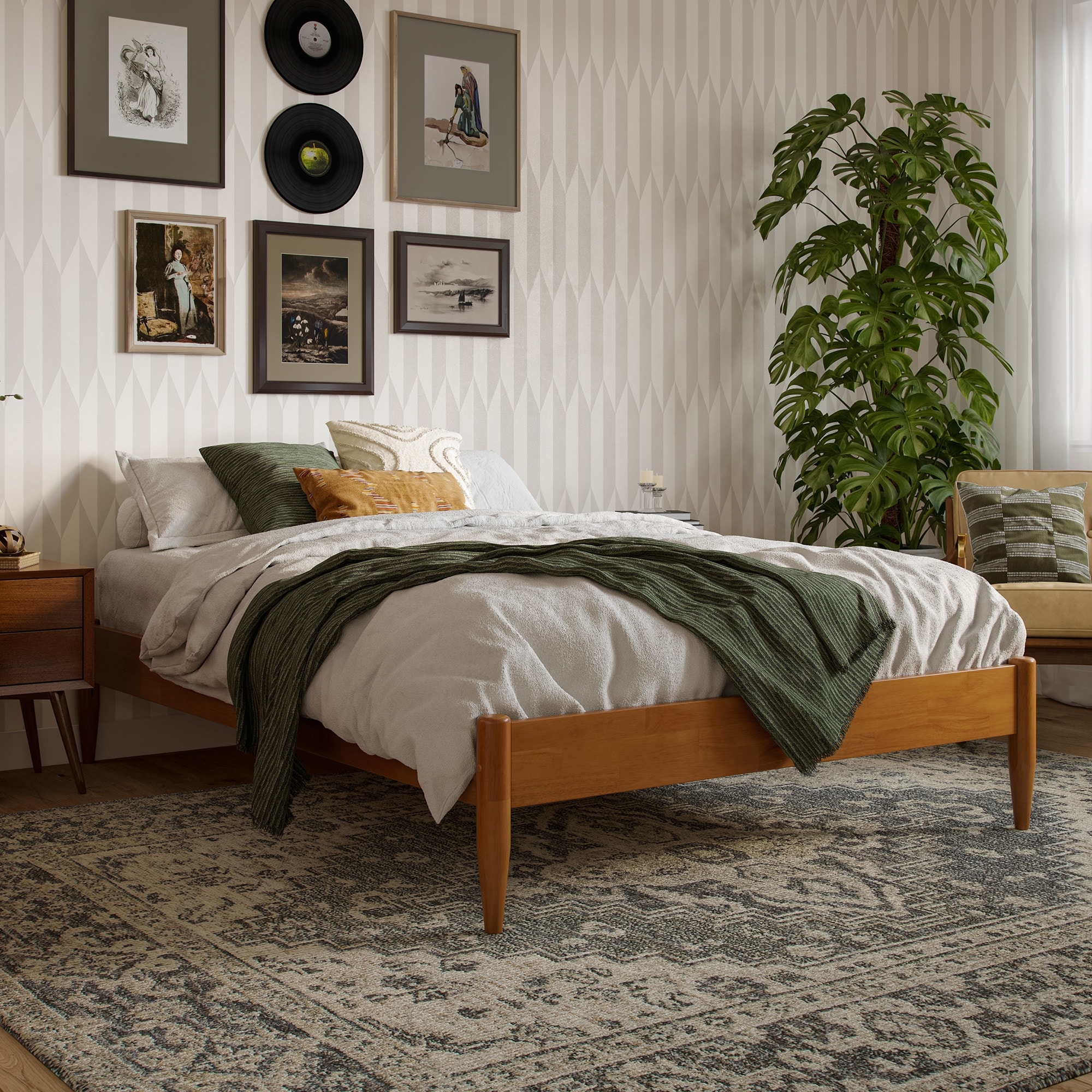 AFI Mission King Solid Wood Headboard with Attachable Charger, Grey