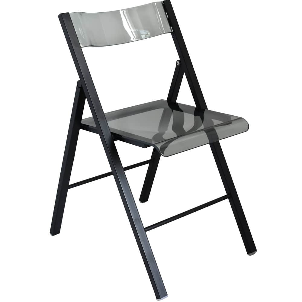 Menno Modern Foldable Acrylic Dining Chair with Gold/Black/Chrome Metal Frame and Transparent Seat for Indoor Outdoor