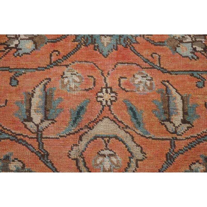 Hand Knotted Oriental 100% Wool Carpet Traditional All-Over Oranges & Rust Tabriz Area Rug - 10' 11'' X 7' 1''