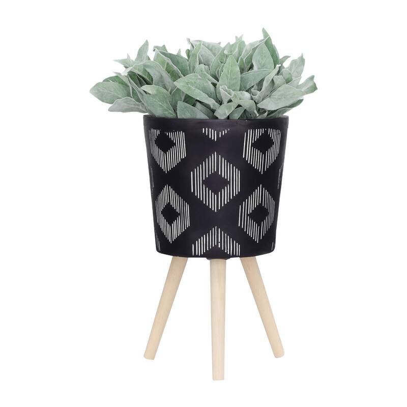 10/12" Diamond Planter with Wood Legs,Set of 2