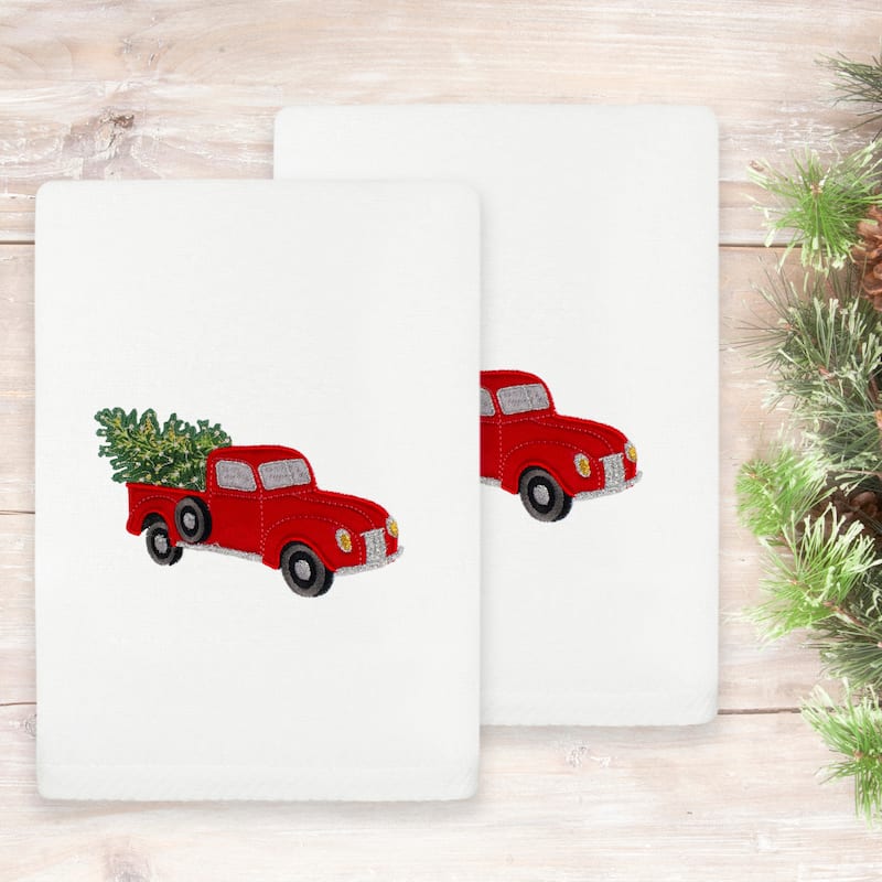 Authentic Hotel and Spa Christmas Truck 2 PC Hand Towel Set