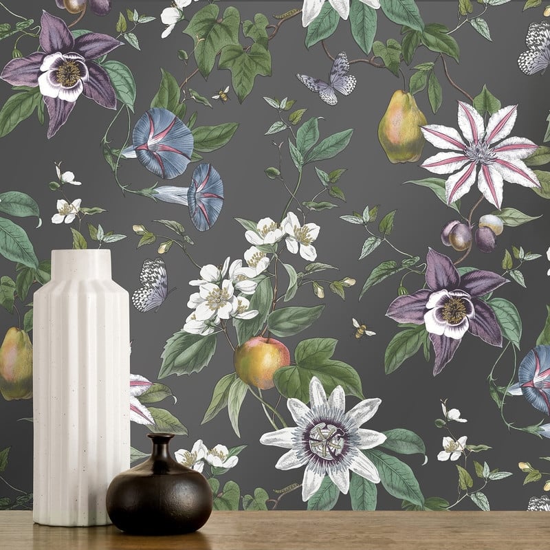 Fine Decor Sierra Black Floral Wallpaper