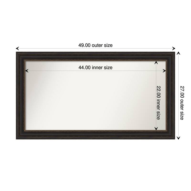 Accent Bronze Framed Non-Beveled Custom Wall Mirror, Bathroom Vanity Mirror - Outer Size: 49 x 27