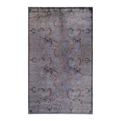 Overton Hand Knotted Wool Vintage Inspired Modern Contemporary Overdyed Gray Area Rug - 6' 2" x 10' 1"