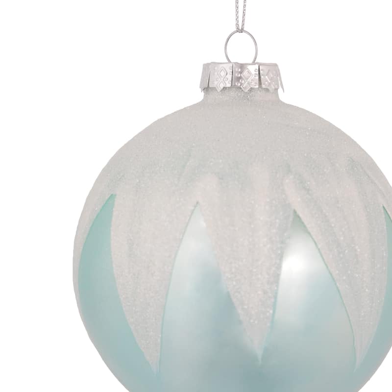 4" Blue and White Glass Ball Christmas Ornaments