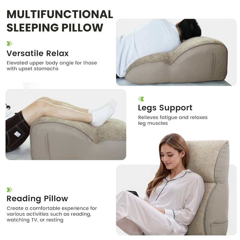 WOWMAX Ergonomic Bed Rest Reading Wedge Pillow for Back, Shoulder and Neck Support