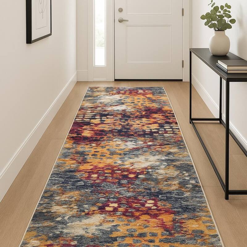 HomeRoots Abstract Modern Runner Area Rug - 144.00 in. x 27.00 in.  x 0.40 in.