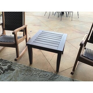 Havenside Home Moosonee Brown Wood Patio Ottoman Side Table