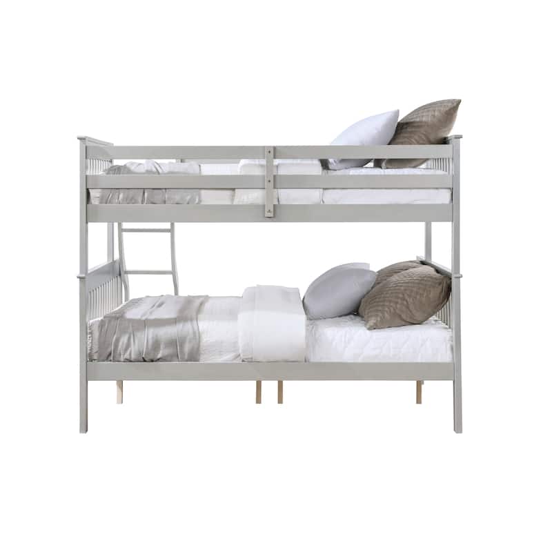 Twin/Full Pine Wood Bunk Bed with Slat System and Ladder