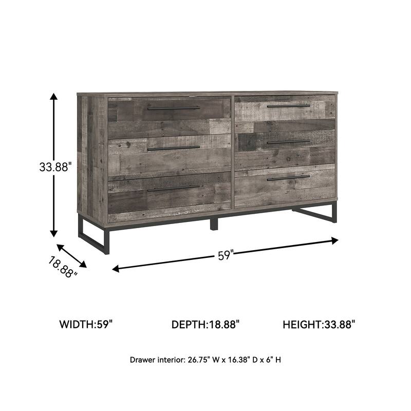 Signature Design by Ashley Neilsville Multi Gray 6 Drawer Dresser