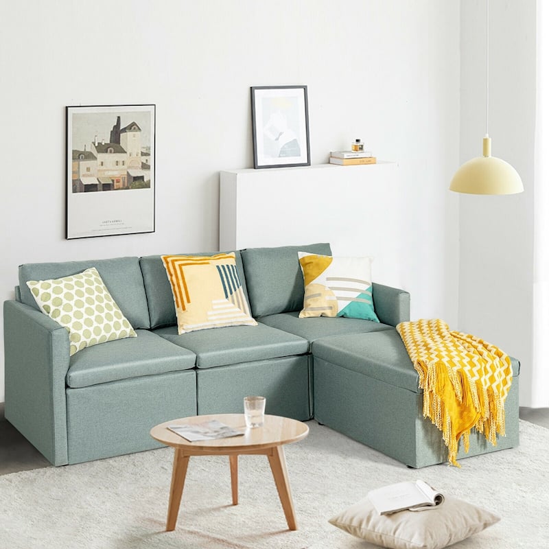 Convertible L-Shaped Sectional Sofa Couch with Reversible Chaise - 75.5" x 58.5" x 31.5" (W x D x H)
