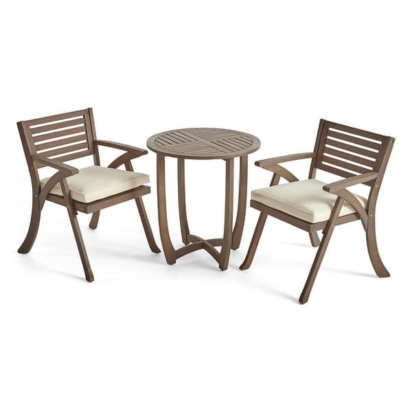 Coronado Outdoor 3 Piece Wood Bistro Set By Christopher Knight Home On Sale Overstock 11152135