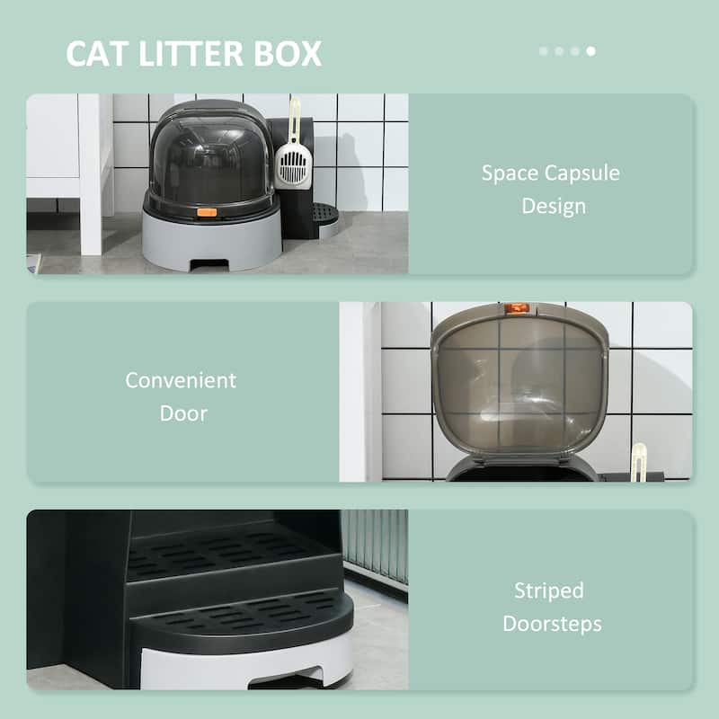 Cat Litter Box with Front Cover and Litter Scoop Included - 20.5" L x 23.6" W x 16.5" H
