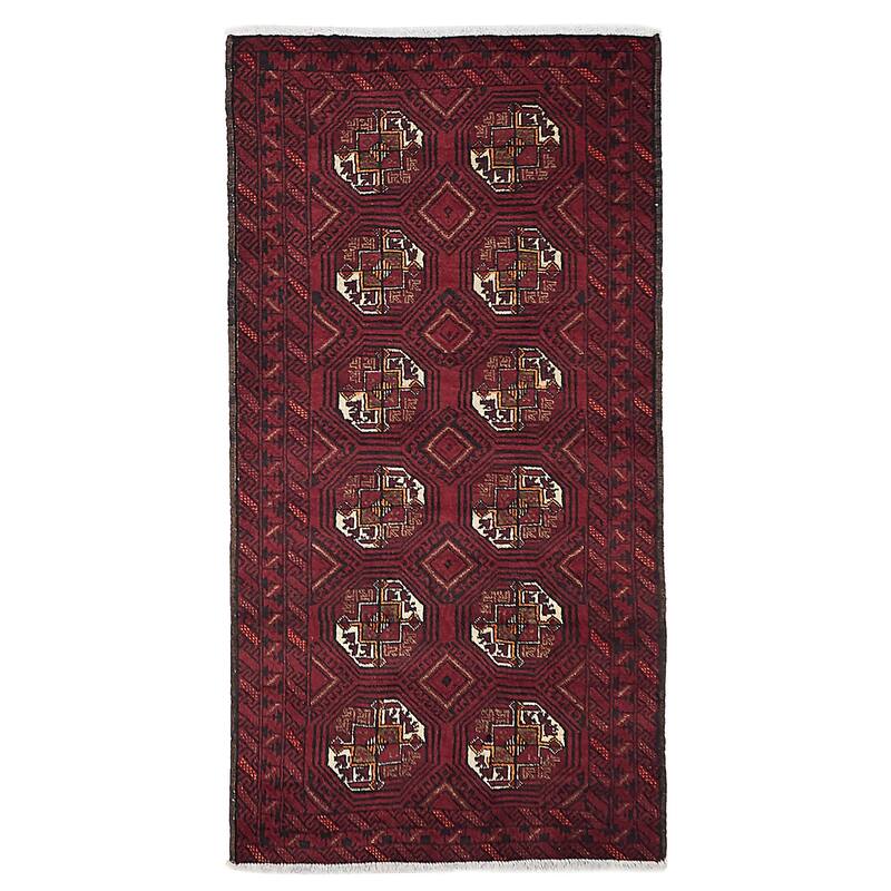 ECARPETGALLERY Hand-knotted Baluch Red Wool Rug - 3'2 x 6'1